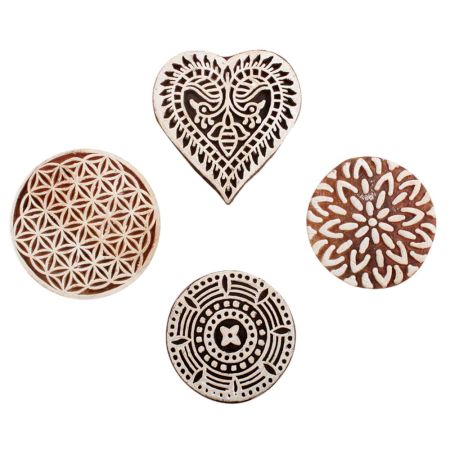 Set of 4 Piece New Mix Wooden Printing Block